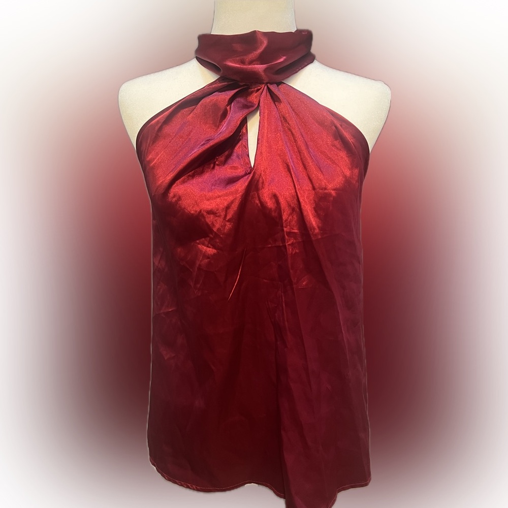 NWOT Elegant Maternity Red Satin Halter Top